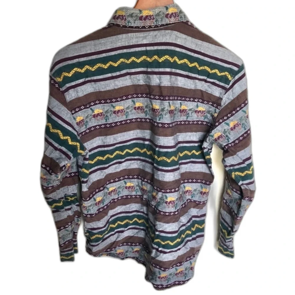Backroad Blues Vintage Aztec Outdoor Button-Up Shirt Size Small Casual - Picture 2 of 8
